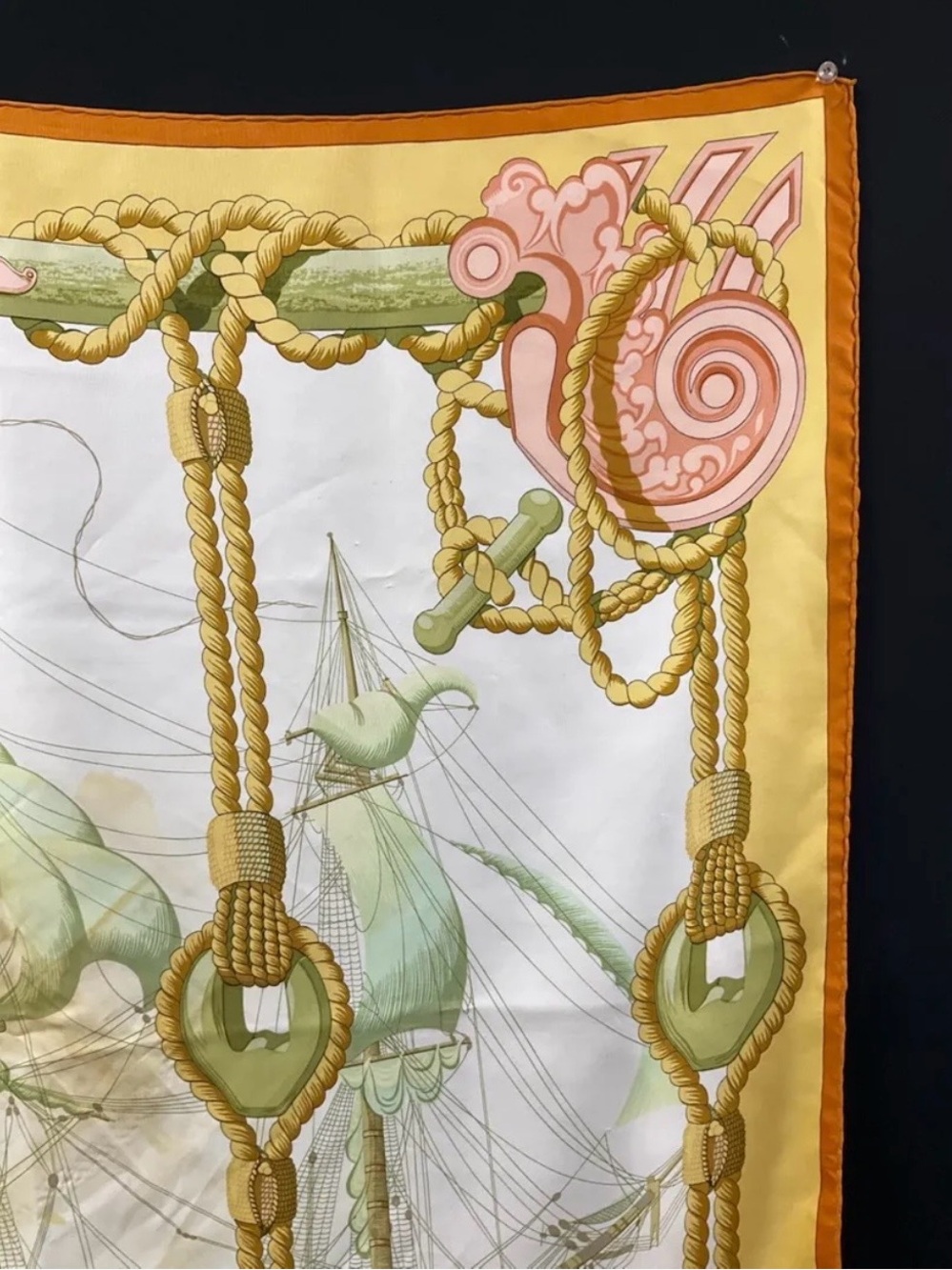 Hermes Tribord Silk Scarf Carré 90 Nautical Ship Pastel Vintage - Picture 11 of 13